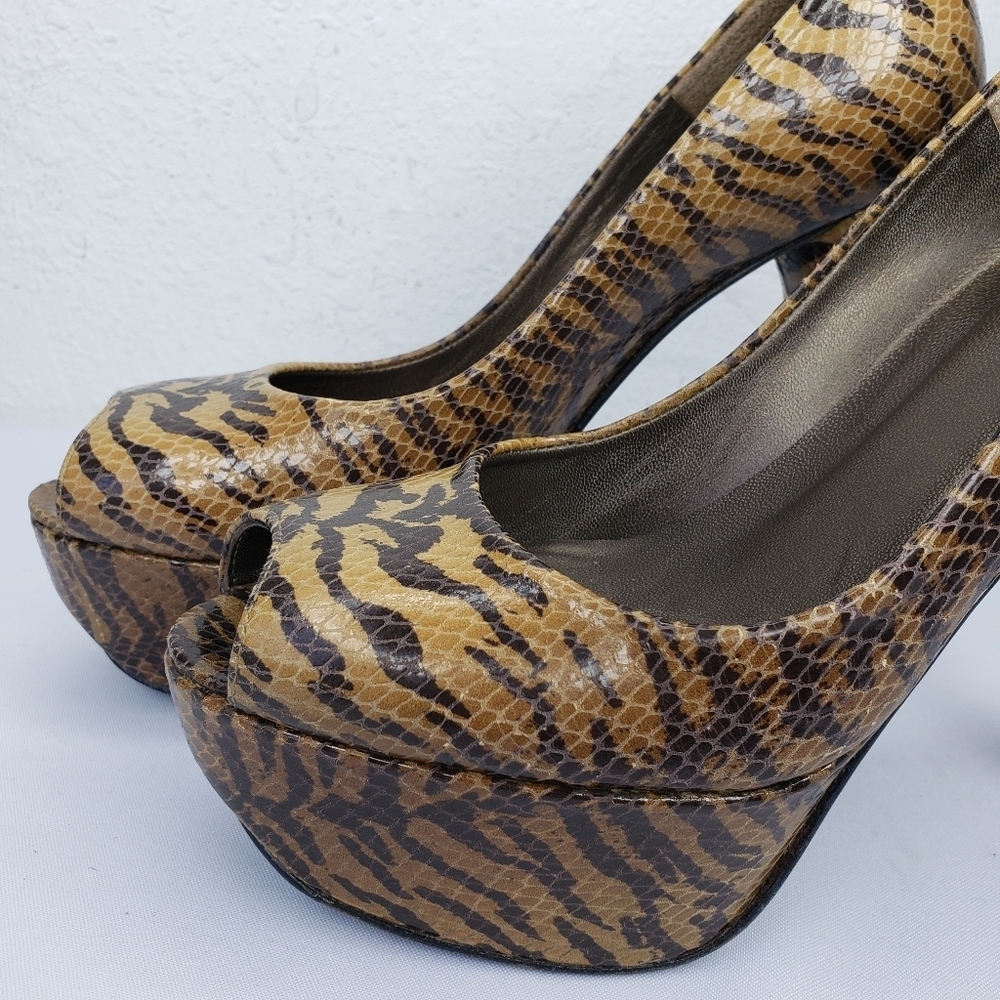 Stuart Weitzman Snake Tiger Print Platform Heels - image 8